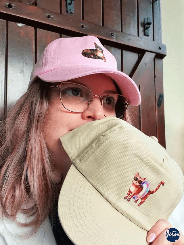 Casquette sable - chat orange