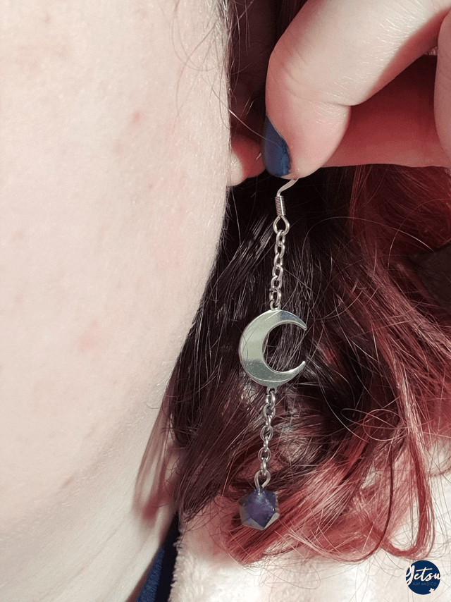Boucles d'oreilles lunes et améthystes