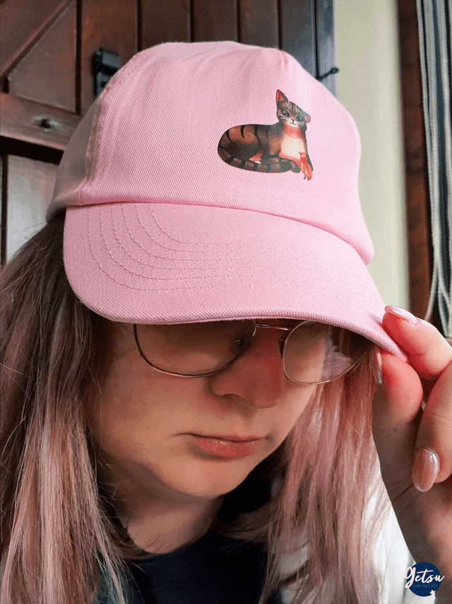 Casquette rose - chat tigré
