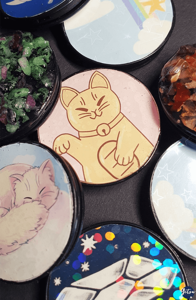 Poignée de téléphone maneki neko jaune