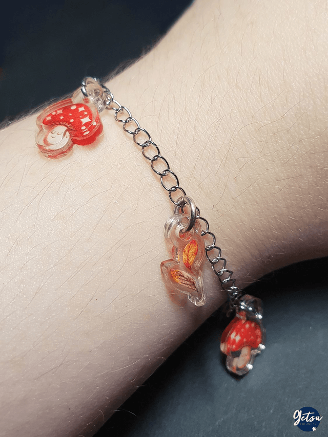 Bracelet champignons et feuilles