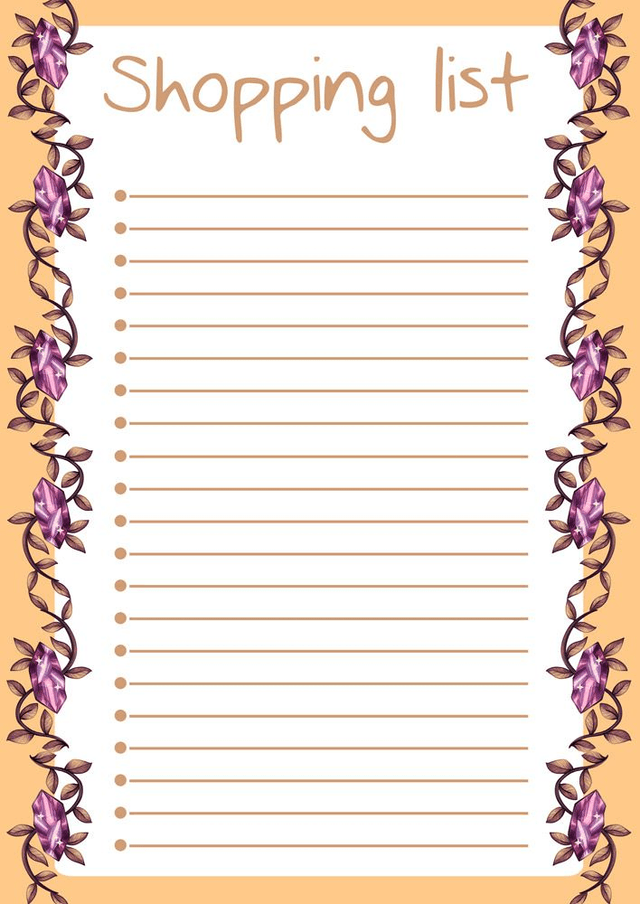 Bloc-note shopping list