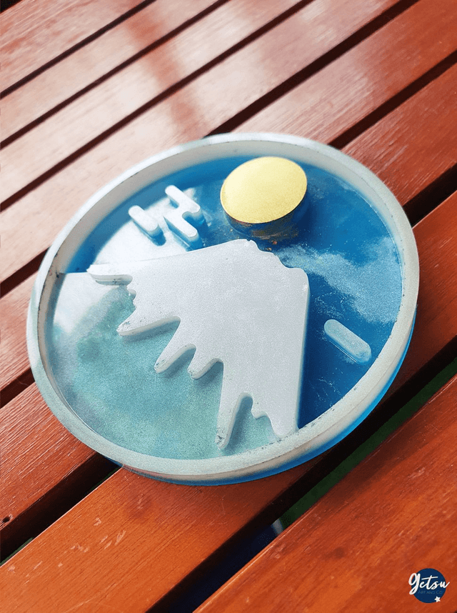 Sous-verre mont Fuji bleu clair