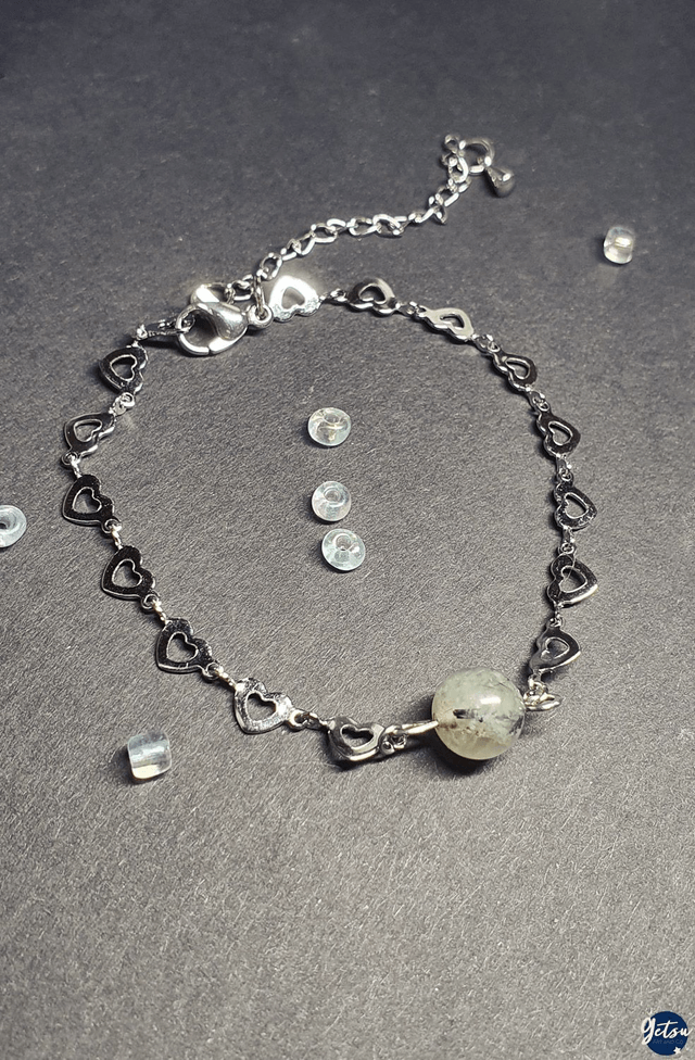 Bracelet coeur avec pierre de prehnite