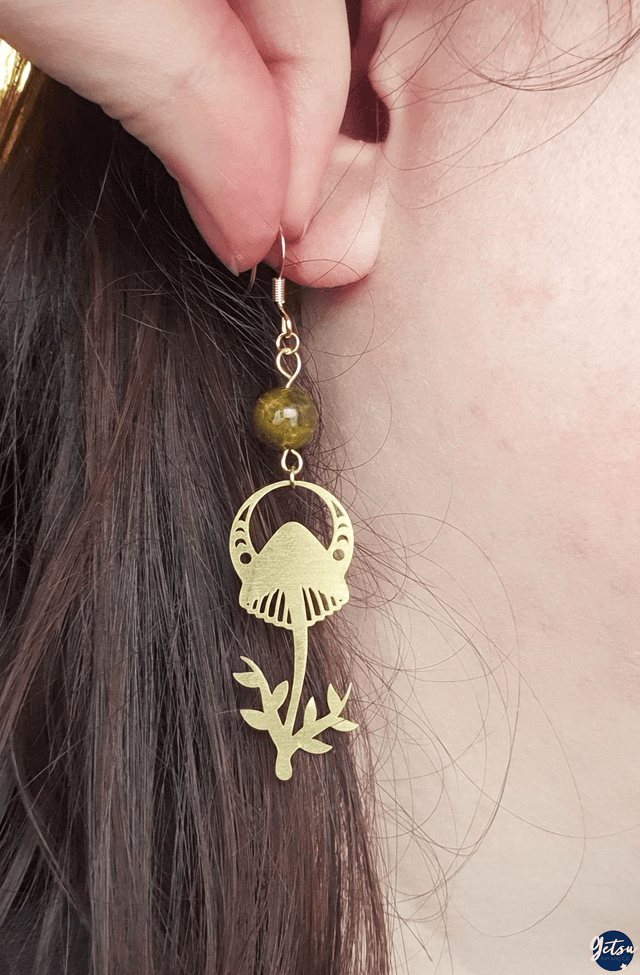 Boucles d'oreilles champignons et jaspe rainforest