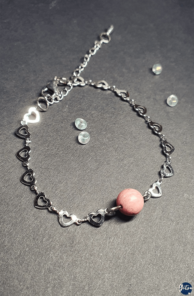 Bracelet coeur rhodonite