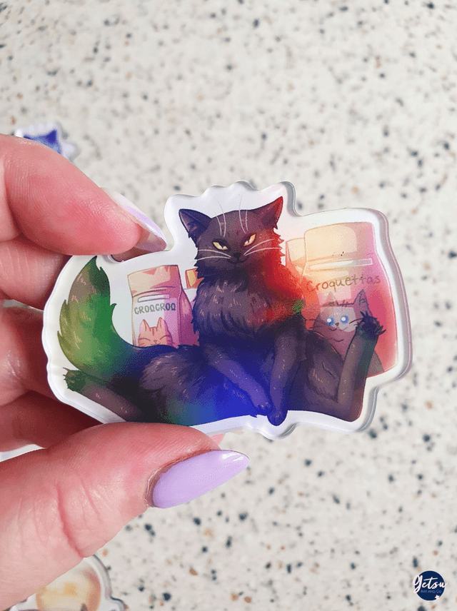 Magnet chat chapardeur holographique