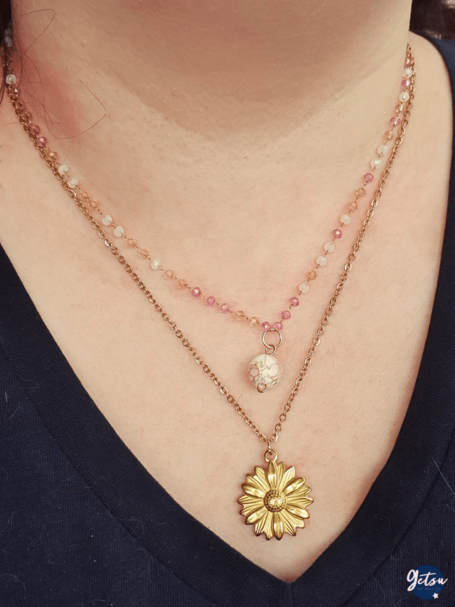 Collier double tournesol