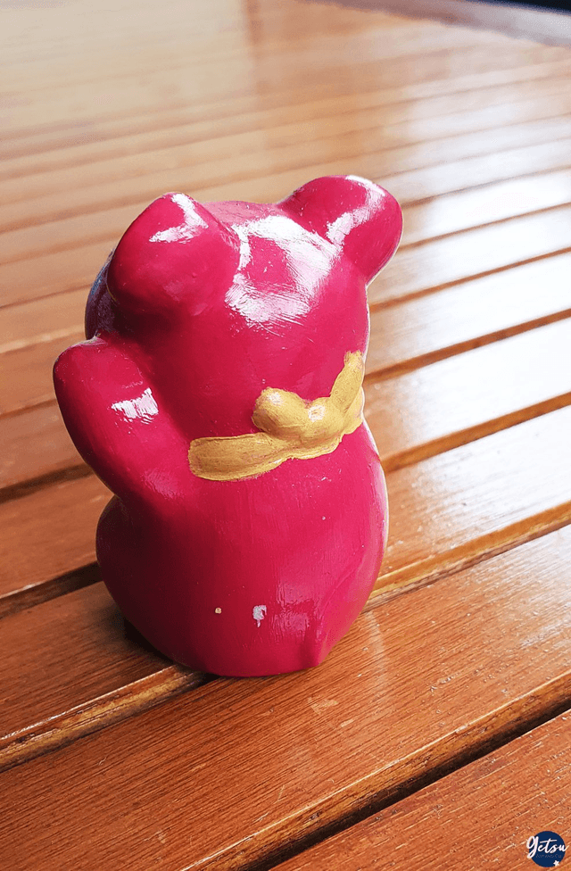 Statuette souris peinte rose