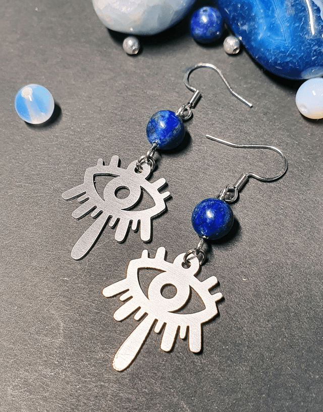Boucles d'oreilles Œil mystique et lapis lazuli 