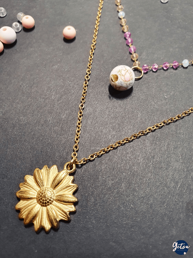 Collier double tournesol