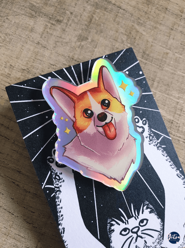 Pin's holographique corgi
