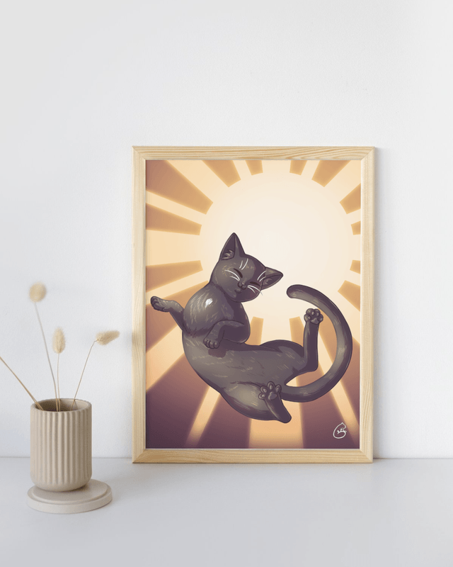 Poster A4 - chat noir et soleil