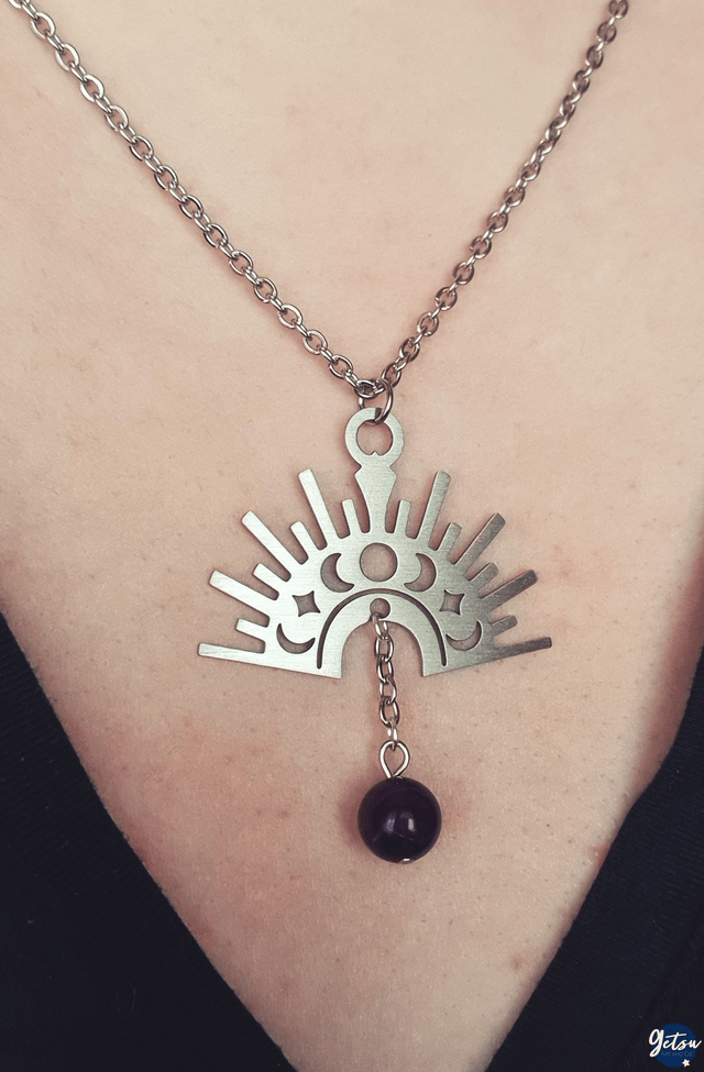Collier couronne rayonnante et améthyste