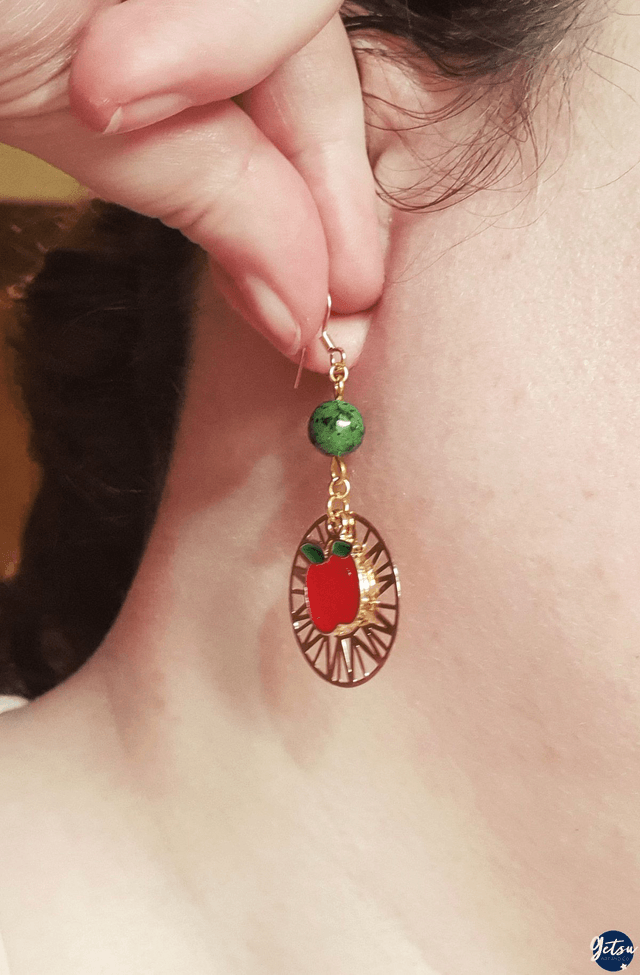 Boucles d'oreilles pomme et jade nephrite