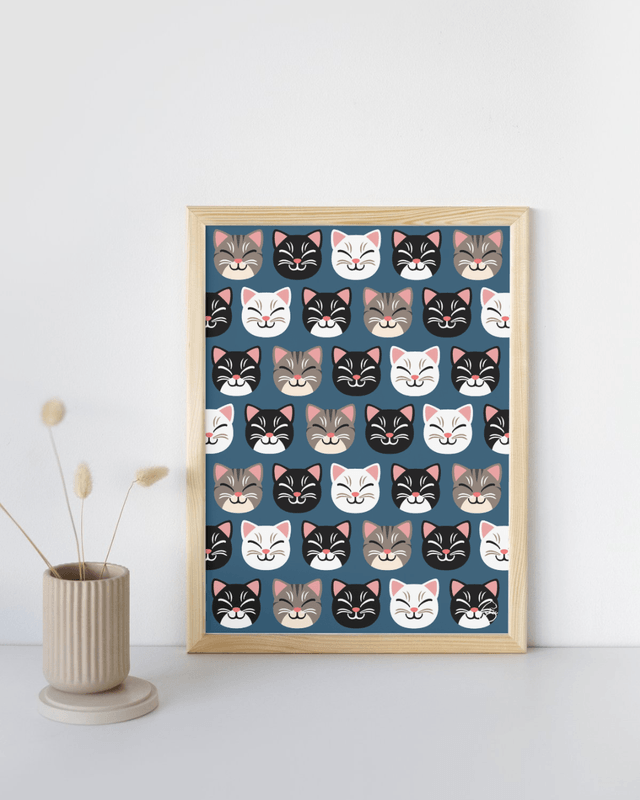 Poster A4 - têtes de chat