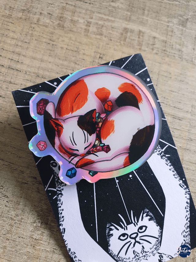 Pin's holographique chat calicot