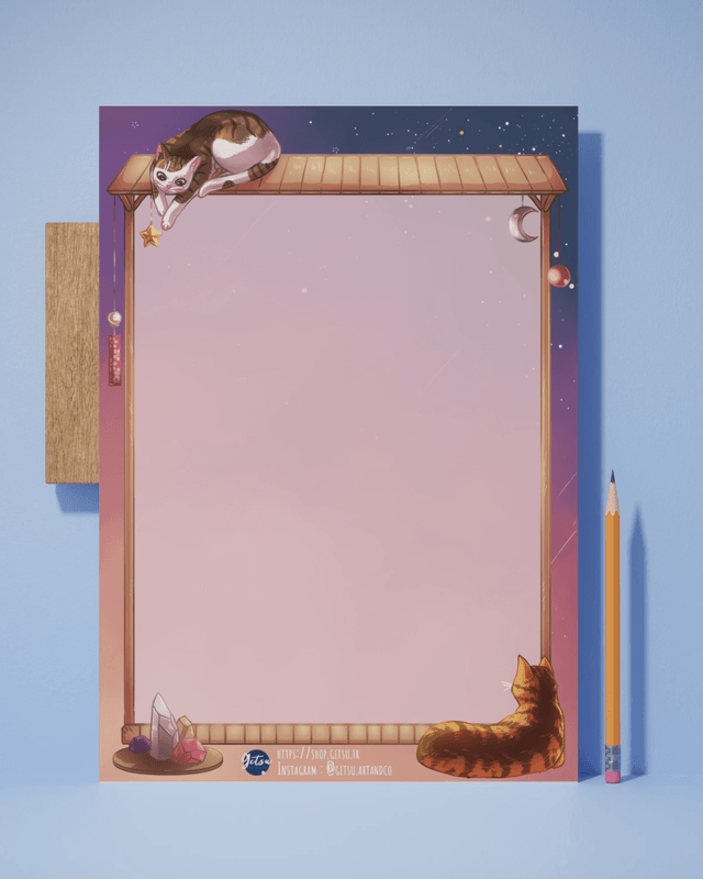 Feuilles d'écriture portes et petits chats - paquet de 30