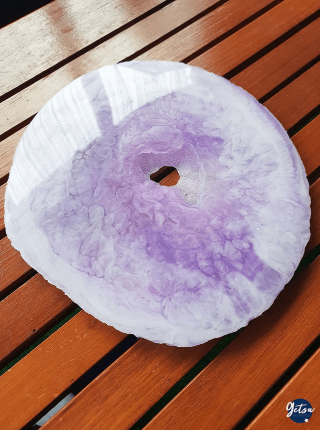 Plateau inspiration tranche d'agate, violet