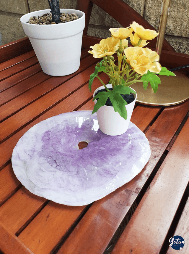 Plateau inspiration tranche d'agate, violet