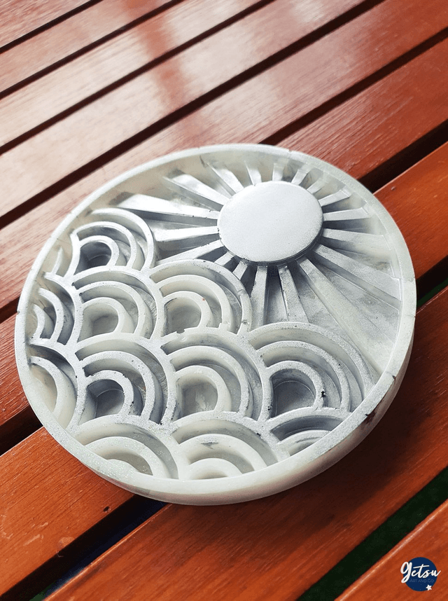  Sous-verre soleil levant et vagues blanc et argenté
