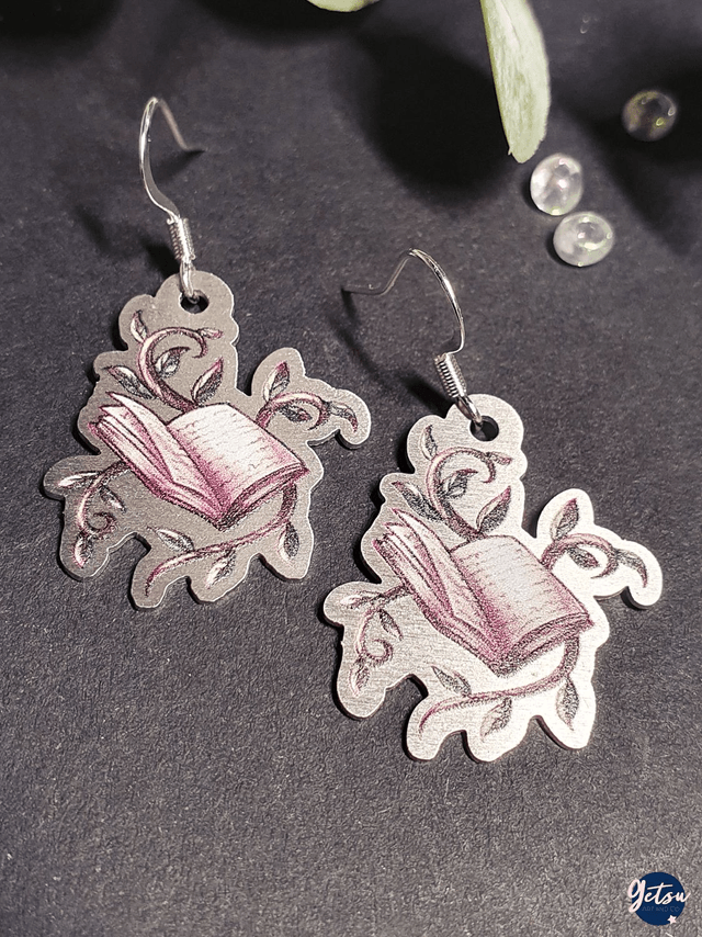 Boucles d'oreilles livre et vignes