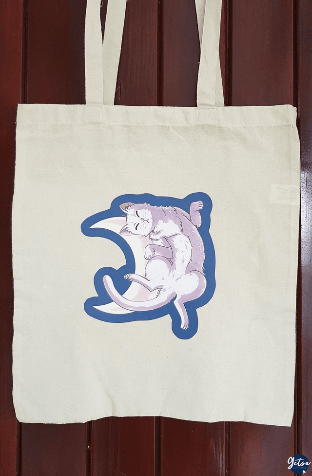 Totebag chat sur la lune