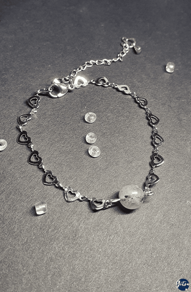 Bracelet coeur avec pierre de prehnite