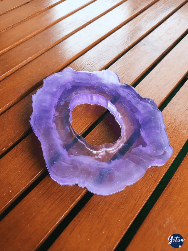 Sous-verre inspiration tranche de pierre, violet et blanc