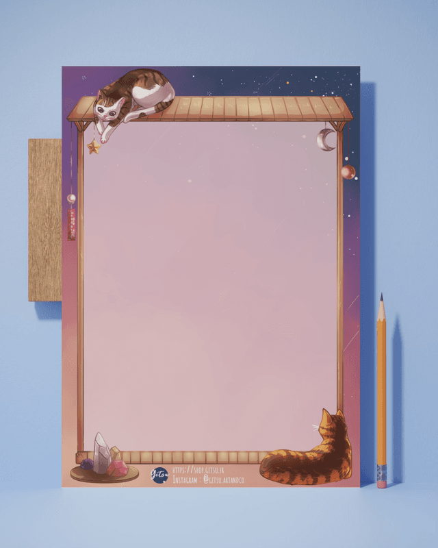 Feuilles d&#039;écriture portes et petits chats - paquet de 30